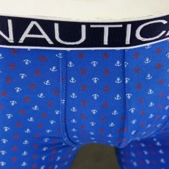 Nautica Men's 3 Pack Red, Blue Anchors, Navy Stretch Boxer Briefs (S02)