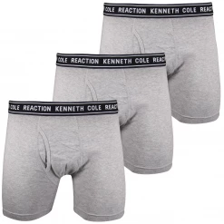 Kenneth Cole Men's Reaction 3 Pack Black Heather Grey Boxer Brief (S04)