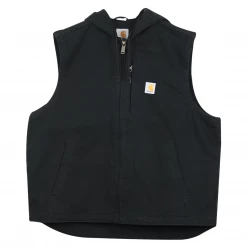 Carhartt Men's Black Knoxville Fleece-Lined Hooded Vest (S04)