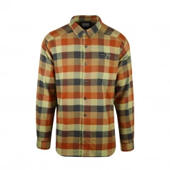 Columbia Men's Pale Mustard Orange Plaid Cornell Woods L/S Flannel Shirt (242)
