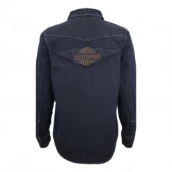 Harley-Davidson Women's Black Studded Denim L/S Woven Shirt (S14) 12 Harley-Davidson Women's Black Studded Denim L/S Woven Shirt (S14)
