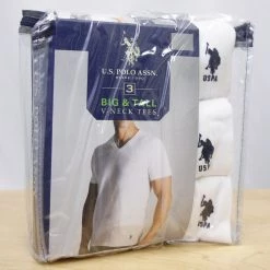 US Polo Assn. U.S Polo Assn. Men's White 3 Pack Tall V-Neck S/S T-Shirt (S01)