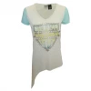 Harley-Davidson Women's Aquamarine Cream Two Tone Tie Up S/S T-Shirt