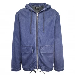 Superdry Men's Mid Blue Denim Hooded Full Zip Jacket