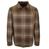 PrAna Men's Brown Orange Blue Plaid L/S Woven Shirt (S63)