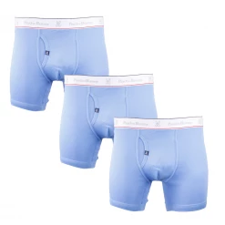 Psycho Bunny Men's 3 Pack White Band Light Blue Boxer Briefs (S05)