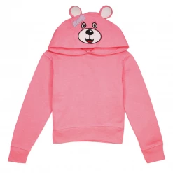 Wild Child Hoodies Kid's Neon Pink Bear Pull Over Hoodie (S05)