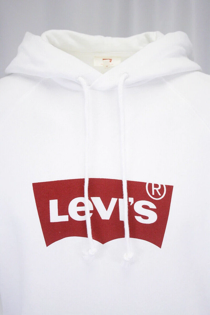 Mens Levi's Men's White Official Logo L/S Pullover Hoodie (S03) 6 Mens Levi's Men's White Official Logo L/S Pullover Hoodie (S03)