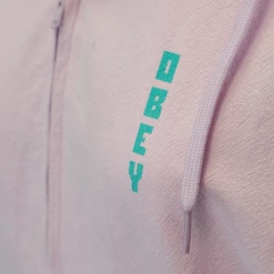 Spotted Clothing OBEY Women's Pink Retro Full-Zip Hooded Jacket