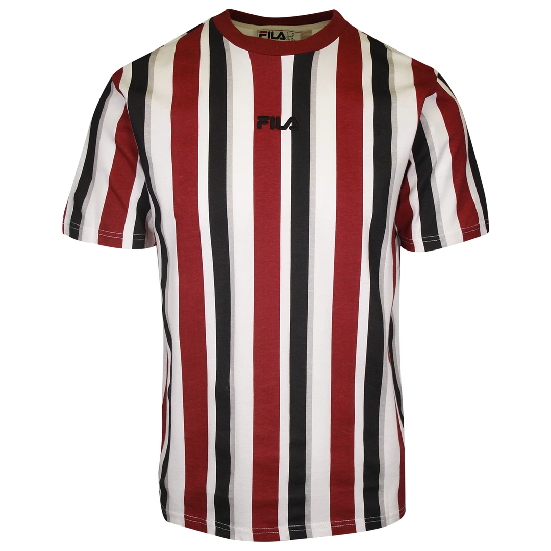 FILA Men's Red Navy White Grey Striped Logo S/S T-Shirt (167) 3 FILA Men's Red Navy White Grey Striped Logo S/S T-Shirt (167)
