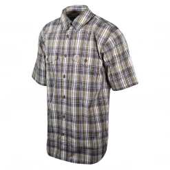 Carhartt Men's Force Olive Green White Plaid Lightweight S/S Woven Shirt (S05) New Arrivals