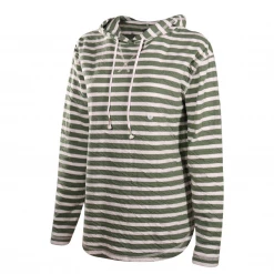 Womens Eddie Bauer Women's Fennel Safari Duofold Striped Pullover Hoodie (S05C)
