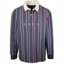 OBEY Men's Stripe Button L/S Polo Shirt (S03)