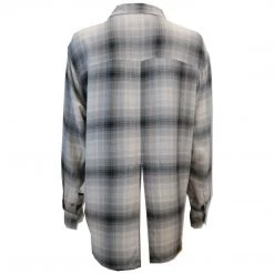 Spotted Clothing OBEY Women's Black Grey Cream Plaid Back Slit L/S Shirt (S03)