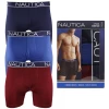Nautica Men's 3 Pack Navy Blue, Blue, Maroon Stretch Boxer Briefs (Retail $42)