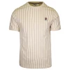 FILA Men's Beige & Navy Blue Striped F-Box S/S T-Shirt (153)