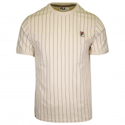 FILA Men's Beige & Navy Blue Striped F-Box S/S T-Shirt (153)