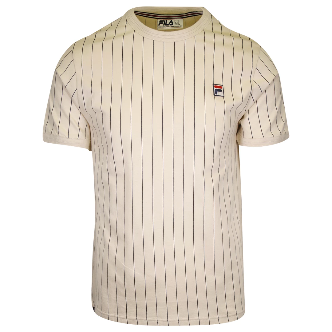 FILA Men's Beige & Navy Blue Striped F-Box S/S T-Shirt (153) 3 FILA Men's Beige & Navy Blue Striped F-Box S/S T-Shirt (153)