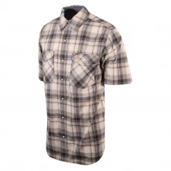 Carhartt Men's Grey Yellow Plaid Lightweight Snap-Front S/S Woven Shirt (S07)
