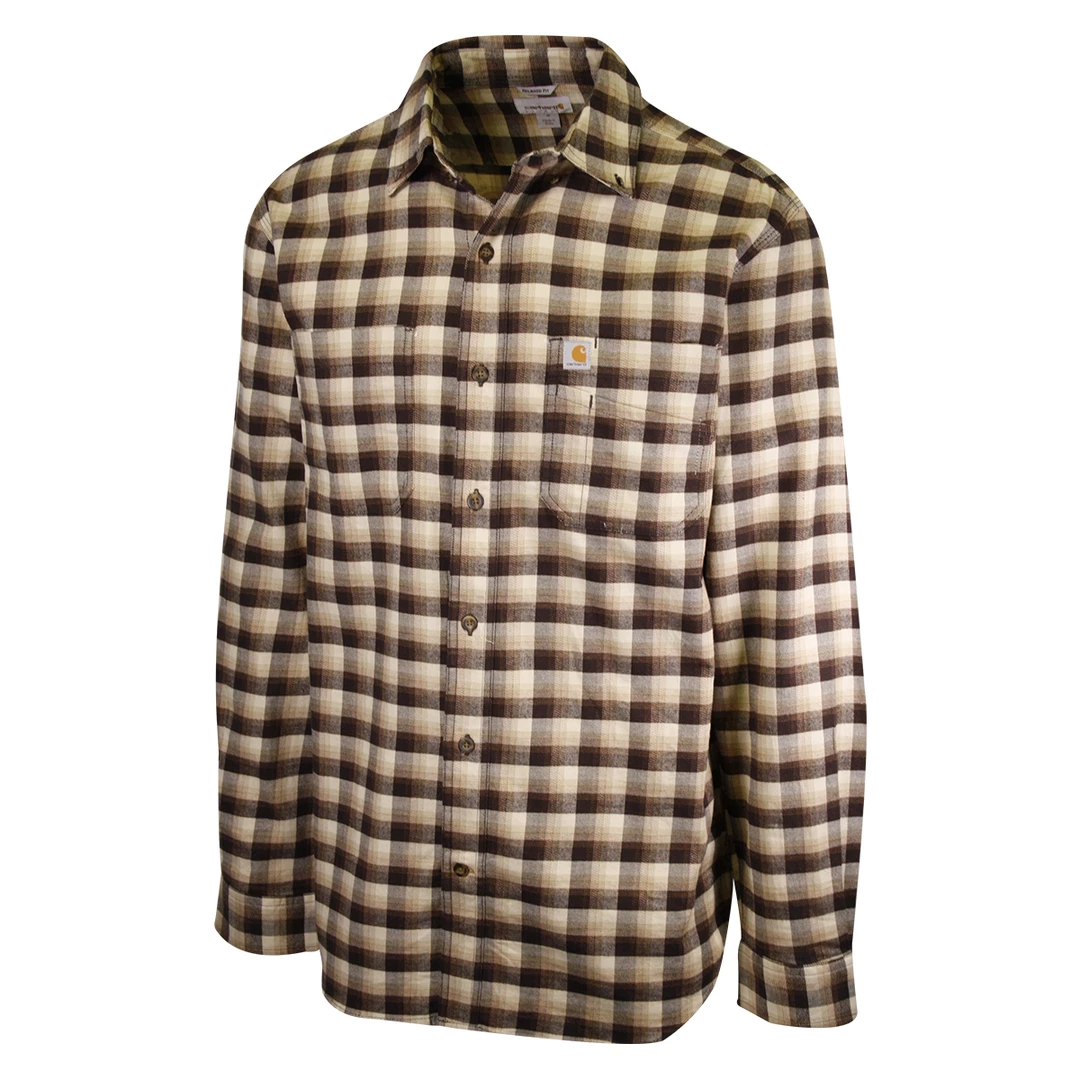 Carhartt Men's Brown Plaid L/S Woven Shirt (S99) 4 Carhartt Men's Brown Plaid L/S Woven Shirt (S99)