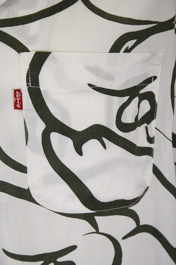 Levi's Men's Off White Olive Green Design S/S Woven Shirt (Retail $54.50) S07 6 Levi's Men's Off White Olive Green Design S/S Woven Shirt (Retail $54.50) S07