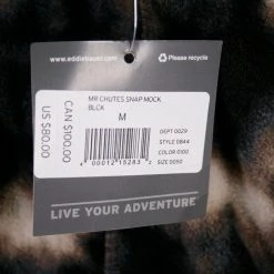 Eddie Bauer Men's Black Chutes Snap Mock Neck L/S Sweater (Retail $100) Mens