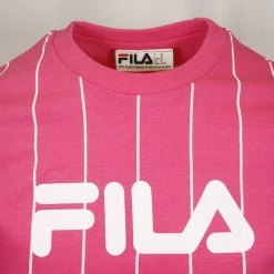 FILA Women's Pink & White Striped Logo S/S T-Shirt (163)