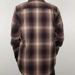 Carhartt Women's Wine Black Cream Plaid Snap On Button Sherpa Lined Shirt Jacket 16 Carhartt Women's Wine Black Cream Plaid Snap On Button Sherpa Lined Shirt Jacket