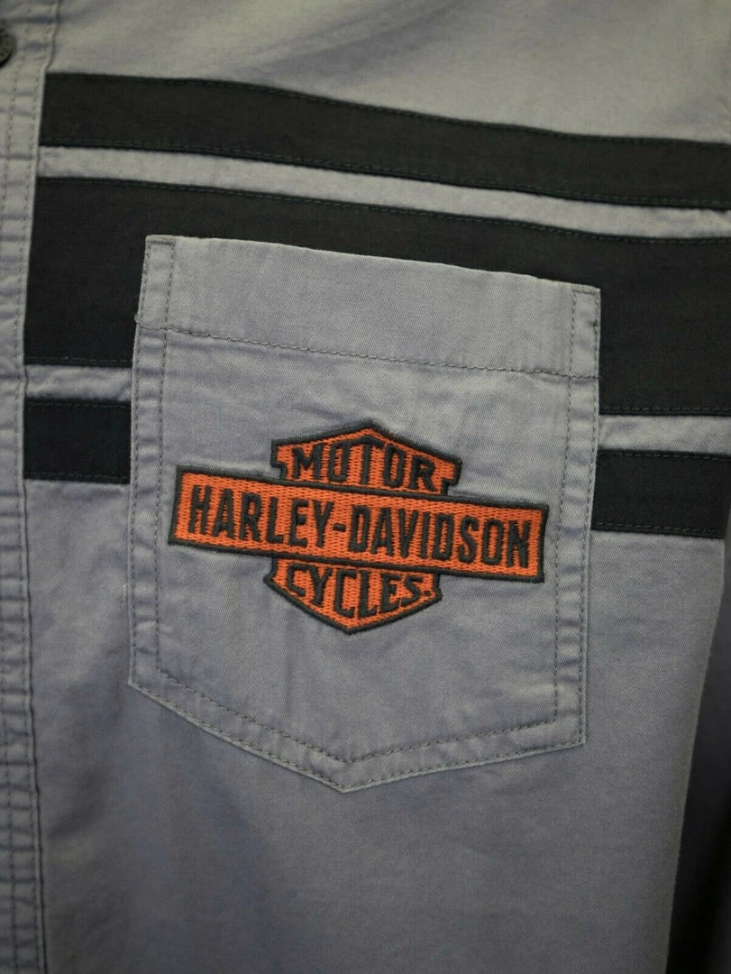 Harley-Davidson Men's Grey Black Sport Lines L/S Woven Shirt (S07) 7 Harley-Davidson Men's Grey Black Sport Lines L/S Woven Shirt (S07)
