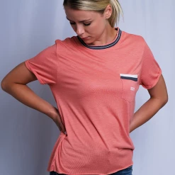 Roxy Women's Ribbed Collar Two Tone Pocket S/S T-Shirt (S10)