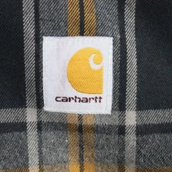 Carhartt Men's Black, Gray, Yellow Plaid Snap Front Sherpa-Lined L/S Jacket