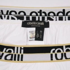 Mens Roberto Cavalli Men's Single Pack White Stretch Boxer Briefs