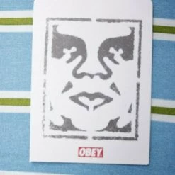 OBEY Men's Turquoise & Green Vertical Striped S/S Woven S11