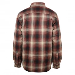 Mens Carhartt Men's Maroon, Black, Gray Plaid Snap Front Sherpa-Lined L/S Jacket