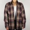 Carhartt Women's Wine Black Cream Plaid Snap On Button Sherpa Lined Shirt Jacket