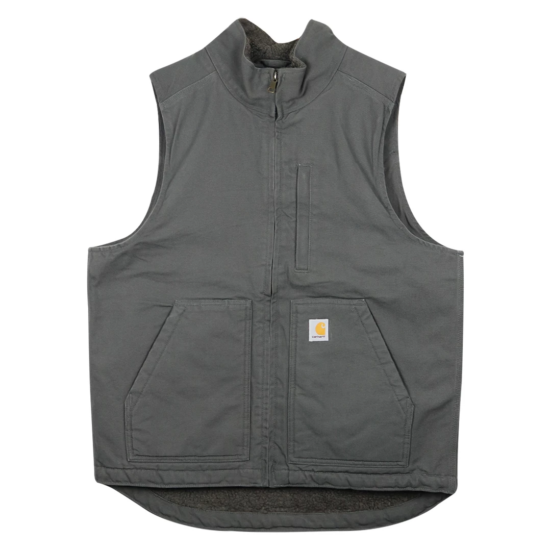 Carhartt Men's Gravel Loose Fit Washed Duck Sherpa-Lined Mock-Neck Vest (S02B) 3 Carhartt Men's Gravel Loose Fit Washed Duck Sherpa-Lined Mock-Neck Vest (S02B)