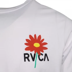 RVCA Men's White Red Flower Regular Fit S/S T-Shirt (S35)
