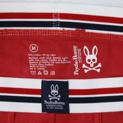 Psycho Bunny Men's 2 Pack White Band Red White Boxer Briefs (S07)