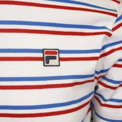 FILA Men's White With Red & Blue Striped S/S T-Shirt (180)