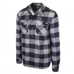 Dickies Men's Grey & Black Box Plaid Sacramento L/S Flannel Shirt (S02)