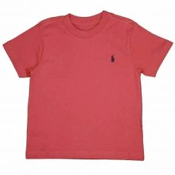 Polo Ralph Lauren Kid's Tomato Red - Navy Pony Round Neck S/S T-Shirt (S06)