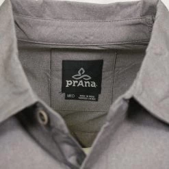 PrAna Men's Grey Essential Solid L/S Woven Shirt (S70)