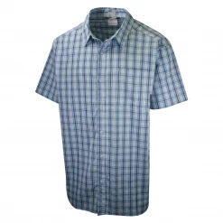 Columbia Men's Light Blue Rapid Rivers II Plaid S/S Shirt (463) Size XL