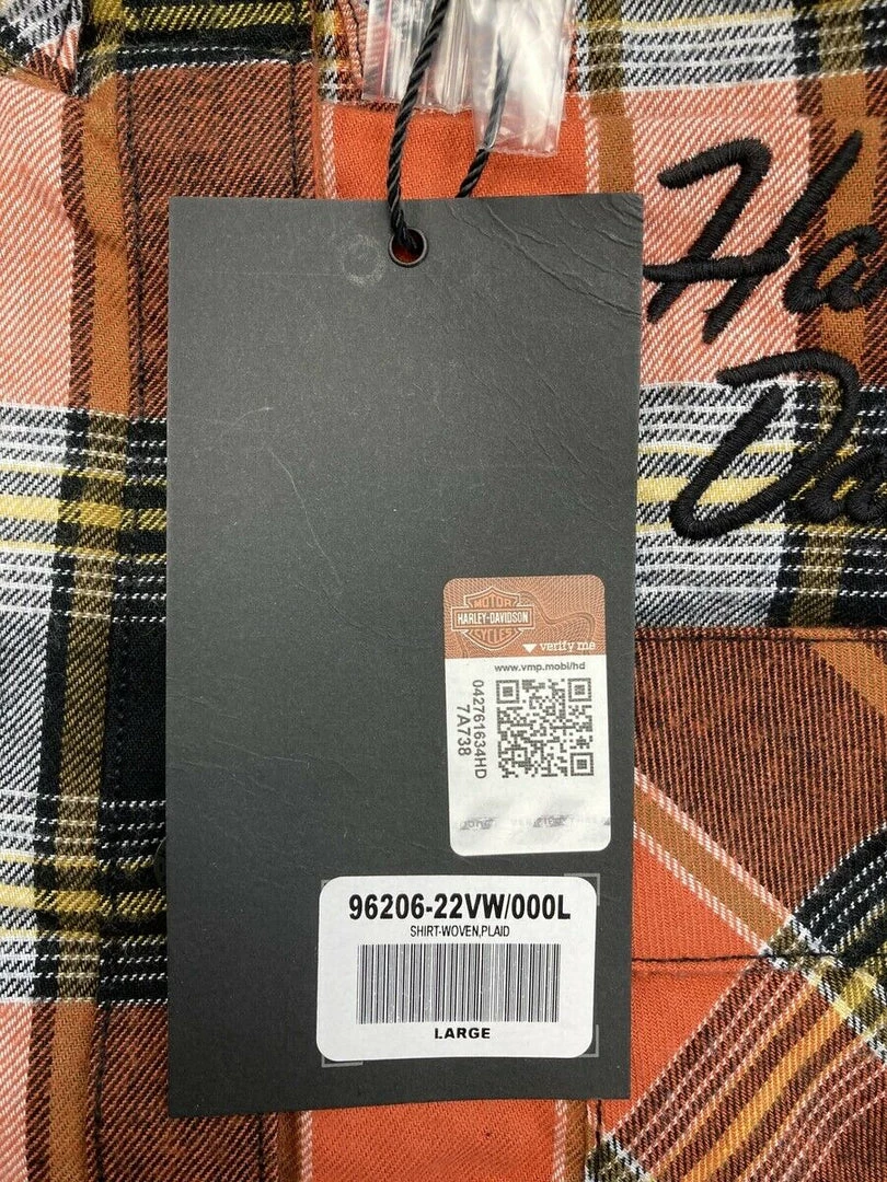 Harley-Davidson Women's Orange Black Yellow Plaid L/S Woven Shirt (S01) 11 Harley-Davidson Women's Orange Black Yellow Plaid L/S Woven Shirt (S01)