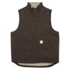Carhartt Men's Dark Brown Loose Fit Duck Sherpa-Lined Mock-Neck Vest (S02E) 2 Carhartt Men's Dark Brown Loose Fit Duck Sherpa-Lined Mock-Neck Vest (S02E)