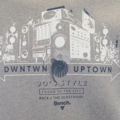 Bench Men's Grey Old School Printed Pullover Hoodie (Size Small) Mens