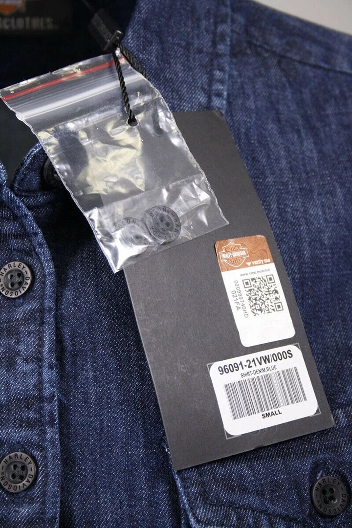 Harley-Davidson Women's Navy Blue Denim L/S Woven Shirt (S03) 10 Harley-Davidson Women's Navy Blue Denim L/S Woven Shirt (S03)