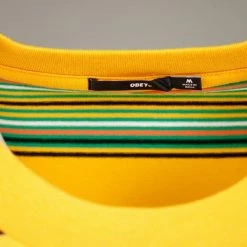OBEY Men's Energy Yellow Black Green Orange Striped S/S T-Shirt