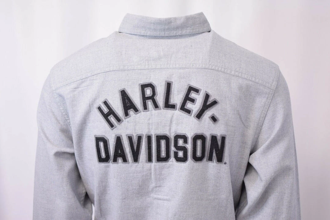 Harley-Davidson Men's Slim Fit Light Grey L/S Woven 150 9 Harley-Davidson Men's Slim Fit Light Grey L/S Woven 150