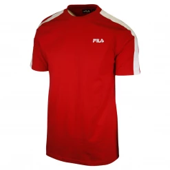 FILA Men's Red With Shoulder Pad & Logo S/S T-Shirt (170)